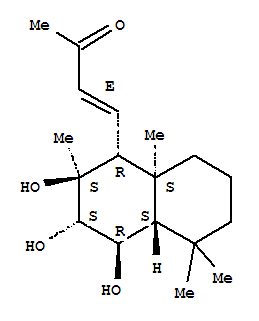 107647-14-3  3-Buten-2-one,4-[(1R,2S,3S,4R,4aS,8aS)-decahydro-2,3,4-trihydroxy-2,5,5,8a-tetramethyl-1-naphthalenyl]-,(3E)-