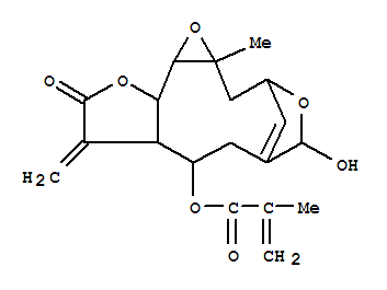 108864-23-9  2-Propenoic acid,2-methyl-,(1aR,3S,5R,8S,8aR,11aS,11bS)-1a,2,3,7,8,8a,9,10,11a,11b-decahydro-5-hydroxy-1a-methyl-9-methylene-10-oxo-5H-3,6-methenofuro[2,3-f]oxireno[d]oxacycloundecin-8-ylester