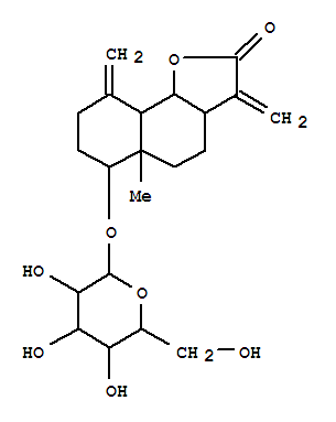 111618-85-0  Naphtho[1,2-b]furan-2(3H)-one,6-(b-D-glucopyranosyloxy)decahydro-5a-methyl-3,9-bis(methylene)-,(3aS,5aR,6R,9aS,9bS)- (9CI)