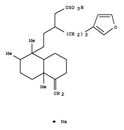 116302-42-2  3-Furanpentanol, b-[2-[(1R,2S,4aR,8aS)-decahydro-1,2,4a-trimethyl-5-methylene-1-naphthalenyl]ethyl]-,3-(hydrogen sulfate), sodium salt (1:1), rel-
