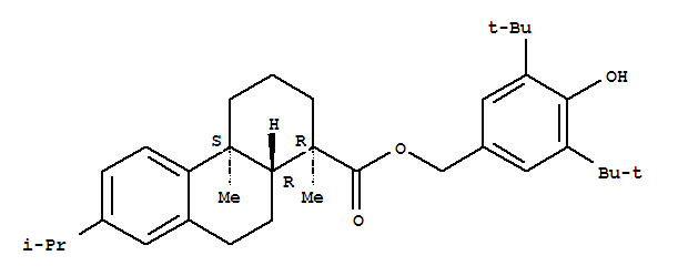 120224-32-0  1-Phenanthrenecarboxylicacid, 1,2,3,4,4a,9,10,10a-octahydro-1,4a-dimethyl-7-(1-methylethyl)-,[3,5-bis(1,1-dimethylethyl)-4-hydroxyphenyl]methyl ester, (1R,4aS,10aR)-
