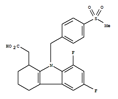 121083-06-5  1H-Carbazole-1-aceticacid, 6,8-difluoro-2,3,4,9-tetrahydro-9-[[4-(methylsulfonyl)phenyl]methyl]-,(+)-