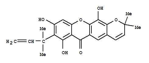 121825-53-4  2H,6H-Pyrano[3,2-b]xanthen-6-one,8-(1,1-dimethyl-2-propen-1-yl)-7,9,12-trihydroxy-2,2-dimethyl-