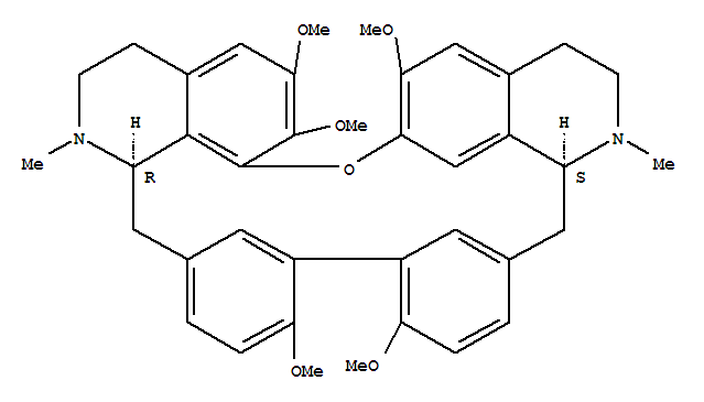 121959-06-6  2H,16H-1,24-Etheno-6,10:11,15-dimethenopyrido[2',3':17,18]oxacycloeicosino[2,3,4-ij]isoquinoline,3,4,4a,5,16a,17,18,19-octahydro-9,12,21,22,26-pentamethoxy-4,17-dimethyl-, (4aS,16aR)-(9CI)