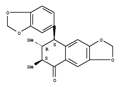 124961-79-1  Naphtho[2,3-d]-1,3-dioxol-5(6H)-one,8-(1,3-benzodioxol-5-yl)-7,8-dihydro-6,7-dimethyl-, (6R,7S,8R)-rel-(-)-