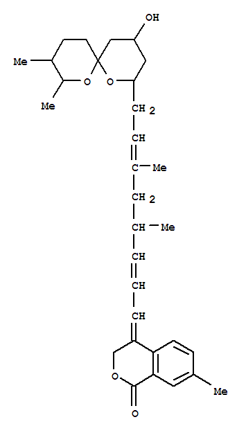 125225-78-7  1H-2-Benzopyran-1-one,3,4-dihydro-4-[(2E,4R,6E)-8-[(2R,4S,6R,8R,9S)-4-hydroxy-8,9-dimethyl-1,7-dioxaspiro[5.5]undec-2-yl]-4,6-dimethyl-2,6-octadienylidene]-7-methyl-,(4E)- (9CI)