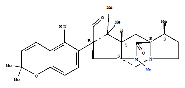 125600-54-6  Spiro[5H,6H-5a,9a-(iminomethano)-1H-cyclopent[f]indolizine-7(8H),3'(2'H)-pyrano[2,3-g]indole]-2',10-dione,1',2,3,7',8a,9-hexahydro-1,7',7',8,8,11-hexamethyl-, (1S,3'R,5aS,8aS,9aR)-