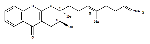 129277-31-2  2H,5H-Pyrano[2,3-b][1]benzopyran-5-one,2-[(3E)-4,8-dimethyl-3,7-nonadienyl]-3,5-dihydro-3-hydroxy-2-methyl-,(2R,3R)-rel- (9CI)