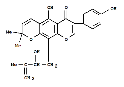 130170-04-6  2H,6H-Benzo[1,2-b:5,4-b']dipyran-6-one,5-hydroxy-10-(2-hydroxy-3-methyl-3-butenyl)-7-(4-hydroxyphenyl)-2,2-dimethyl-(9CI)