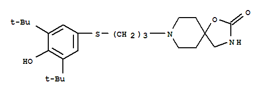 144754-35-8  1-Oxa-3,8-diazaspiro[4.5]decan-2-one,8-[3-[[3,5-bis(1,1-dimethylethyl)-4-hydroxyphenyl]thio]propyl]-