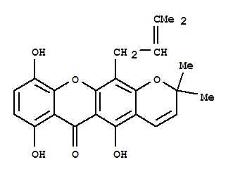 149733-92-6  2H,6H-Pyrano[3,2-b]xanthen-6-one,5,7,10-trihydroxy-2,2-dimethyl-12-(3-methyl-2-butenyl)- (9CI)