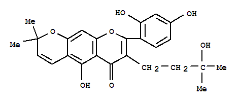 149733-95-9  2H,6H-Benzo[1,2-b:5,4-b']dipyran-6-one,8-(2,4-dihydroxyphenyl)-5-hydroxy-7-(3-hydroxy-3-methylbutyl)-2,2-dimethyl-
