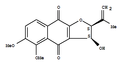 151601-95-5  Naphtho[2,3-b]furan-4,9-dione,2,3-dihydro-3-hydroxy-5,6-dimethoxy-2-(1-methylethenyl)-, (2S-cis)- (9CI)