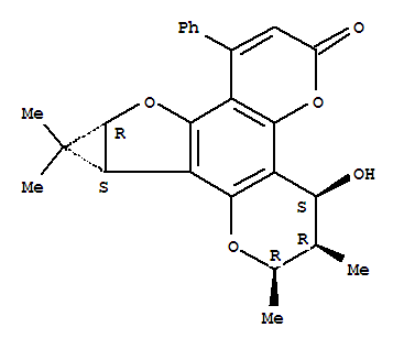152135-65-4  2H,6H,10H-Cyclopropa[4,5]furo[2,3-h]pyrano[2,3-f]-1-benzopyran-6-one,3,4,9a,10a-tetrahydro-4-hydroxy-2,3,10,10-tetramethyl-8-phenyl-,(2R,3R,4S,9aR,10aS)-
