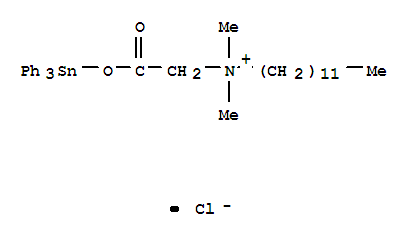 153038-73-4  1-Dodecanaminium,N,N-dimethyl-N-[2-oxo-2-[(triphenylstannyl)oxy]ethyl]-, chloride (1:1)