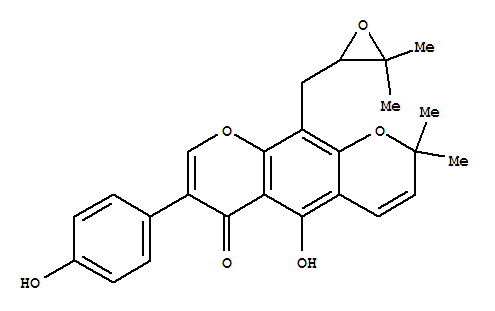 155661-18-0  2H,6H-Benzo[1,2-b:5,4-b']dipyran-6-one,10-[(3,3-dimethyloxiranyl)methyl]-5-hydroxy-7-(4-hydroxyphenyl)-2,2-dimethyl-,(-)- (9CI)