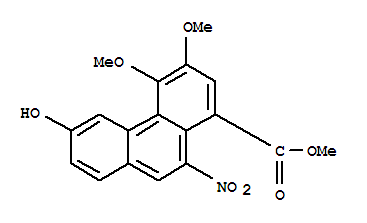 157207-62-0  1-Phenanthrenecarboxylicacid, 6-hydroxy-3,4-dimethoxy-10-nitro-, methyl ester