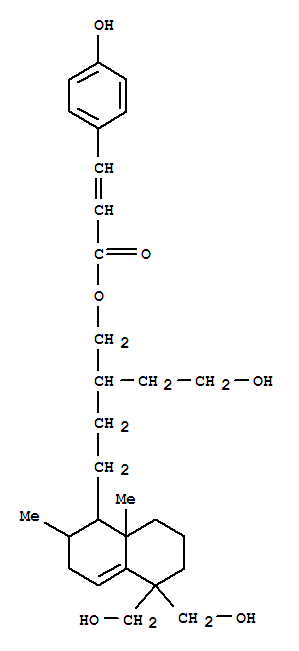 157207-67-5  2-Propenoic acid,3-(4-hydroxyphenyl)-,2-(2-hydroxyethyl)-4-[1,2,3,5,6,7,8,8a-octahydro-5,5-bis(hydroxymethyl)-2,8a-dimethyl-1-naphthalenyl]butylester (9CI)