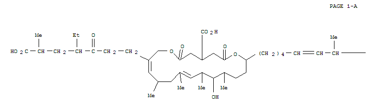 159440-19-4  1,2,3-Propanetricarboxylicacid,1-[10-[4-carboxy-19-(6-carboxy-4-ethyl-3-oxoheptyl)-12-hydroxy-11,13,15,17-tetramethyl-2,6-dioxo-1,7-dioxacycloeicosa-14,18-dien-8-yl]-1,4-dimethyl-5-decenyl]ester (9CI)