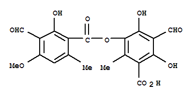 16012-59-2  Benzoic acid,3-formyl-5-[(3-formyl-2-hydroxy-4-methoxy-6-methylbenzoyl)oxy]-2,4-dihydroxy-6-methyl-