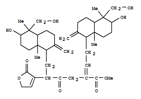 160433-40-9  3-Furanpentanoic acid, a-[2-[(1R,4aS,5R,6R,8aS)-decahydro-6-hydroxy-5-(hydroxymethyl)-5,8a-dimethyl-2-methylene-1-naphthalenyl]ethylidene]-d-[[(1R,4aS,5R,6R,8aS)-decahydro-6-hydroxy-5-(hydroxymethyl)-5,8a-dimethyl-2-methylene-1-naphthalenyl]methyl]-2,5-di
