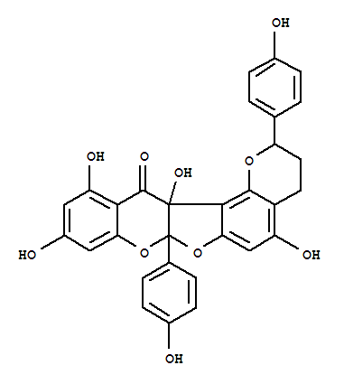 163565-71-7  2H,13H-Furo[2,3-b:5,4-h']bis[1]benzopyran-13-one,3,4,7a,13a-tetrahydro-5,10,12,13a-tetrahydroxy-2,7a-bis(4-hydroxyphenyl)-,(2S,7aR,13aS)-