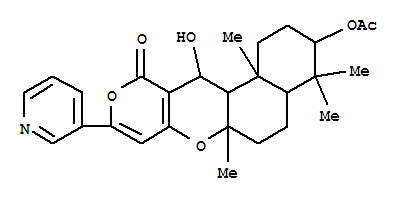 165467-57-2  2H,11H-Naphtho[2,1-b]pyrano[3,4-e]pyran-11-one,3-(acetyloxy)-1,3,4,4a,5,6,6a,12,12a,12b-decahydro-12-hydroxy-4,4,6a,12b-tetramethyl-9-(3-pyridinyl)-,(3S,4aR,6aR,12R,12aS,12bS)- (9CI)