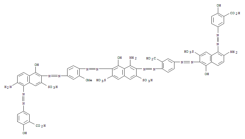 16894-32-9  Benzoic acid,2-[2-[1-amino-7-[2-[4-[2-[6-amino-5-[2-(3-carboxy-4-hydroxyphenyl)diazenyl]-1-hydroxy-3-sulfo-2-naphthalenyl]diazenyl]-2-methoxyphenyl]diazenyl]-8-hydroxy-3,6-disulfo-2-naphthalenyl]diazenyl]-5-[2-[6-amino-5-[2-(3-carboxy-4-hydroxyphenyl)diaz