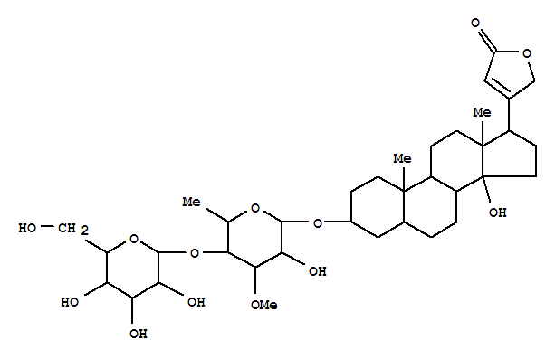 17059-27-7  Card-20(22)-enolide,3-[(6-deoxy-4-O-b-D-glucopyranosyl-3-O-methyl-b-D-glucopyranosyl)oxy]-14-hydroxy-,(3b,5b)- (9CI)