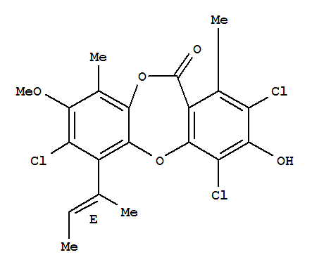 10089-10-8  11H-Dibenzo[b,e][1,4]dioxepin-11-one,2,4,7-trichloro-3-hydroxy-8-methoxy-1,9-dimethyl-6-[(1E)-1-methyl-1-propen-1-yl]-