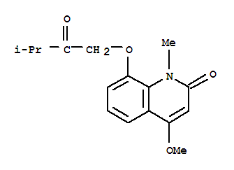 102719-91-5  2(1H)-Quinolinone,4-methoxy-1-methyl-8-(3-methyl-2-oxobutoxy)-