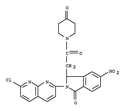 103255-76-1  1H-Isoindol-1-one,2-(7-chloro-1,8-naphthyridin-2-yl)-2,3-dihydro-5-nitro-3-[2-oxo-2-(4-oxo-1-piperidinyl)ethyl]-