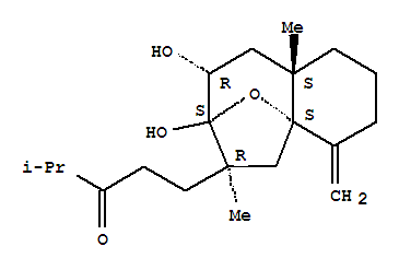 103772-42-5  3-Pentanone,1-[(4aR,6S,7R,8S,9aR)-decahydro-7,8-dihydroxy-6,9a-dimethyl-4-methylene-4a,7-epoxy-4aH-benzocyclohepten-6-yl]-4-methyl-,rel-