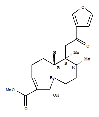 103827-26-5  1H-Benzocycloheptene-6-carboxylicacid,1-[2-(3-furanyl)-2-oxoethyl]-2,3,4,4a,5,8,9,9a-octahydro-4a-hydroxy-1,2-dimethyl-,methyl ester, (1S,2R,4aR,9aR)-