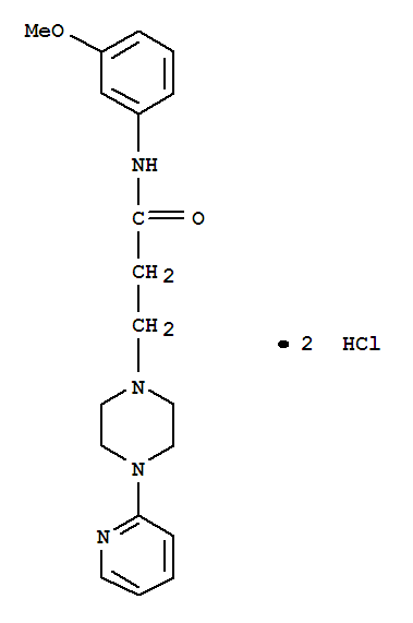 104373-74-2  1-Piperazinepropanamide,N-(3-methoxyphenyl)-4-(2-pyridinyl)-, hydrochloride (1:2)