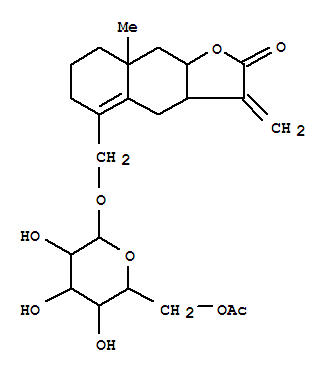 108544-68-9  Naphtho[2,3-b]furan-2(3H)-one,5-[[(6-O-acetyl-b-D-glucopyranosyl)oxy]methyl]-3a,4,6,7,8,8a,9,9a-octahydro-8a-methyl-3-methylene-,(3aR,8aR,9aR)- (9CI)