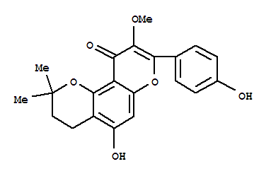 109605-80-3  2H,10H-Benzo[1,2-b:3,4-b']dipyran-10-one,3,4-dihydro-5-hydroxy-8-(4-hydroxyphenyl)-9-methoxy-2,2-dimethyl- (9CI)