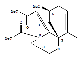 117590-94-0  1H,8H-Cyclopropa[4,5]pyrido[2,1-i]indole-9a(10H)-carboxylicacid, 2,3,5,6,8a,9-hexahydro-2-methoxy-10-(2-methoxy-2-oxoethylidene)-, methylester, (2S,8aR,9aR,10E,10aS)- (9CI)