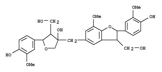 119403-22-4  3-Benzofuranmethanol,2,3-dihydro-2-(4-hydroxy-3-methoxyphenyl)-7-methoxy-5-[[tetrahydro-3-hydroxy-5-(4-hydroxy-3-methoxyphenyl)-4-(hydroxymethyl)-3-furanyl]methyl]-(9CI)