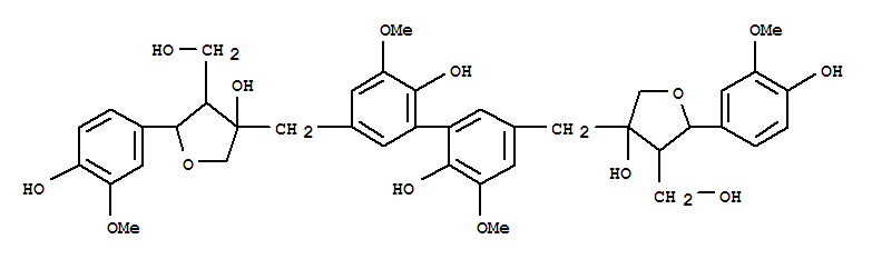 119478-09-0  [1,1'-Biphenyl]-2,2'-diol,3,3'-dimethoxy-5,5'-bis[[tetrahydro-3-hydroxy-5-(4-hydroxy-3-methoxyphenyl)-4-(hydroxymethyl)-3-furanyl]methyl]-(9CI)