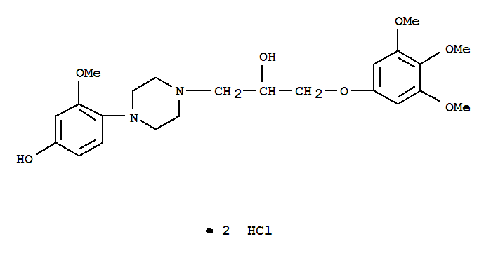 123363-67-7  1-Piperazineethanol,4-(4-hydroxy-2-methoxyphenyl)-a-[(3,4,5-trimethoxyphenoxy)methyl]-, hydrochloride (1:2)