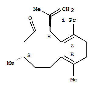 130694-34-7  3,7-Cyclododecadien-1-one,7,11-dimethyl-2-(1-methylethenyl)-4-(1-methylethyl)-, (2R,3Z,7E,11S)-rel-(-)-