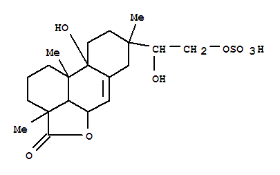 138935-15-6  4H-Phenanthro[10,1-bc]furan-4-one,1,2,3,3a,5a,7,8,9,10,10a,10b,10c-dodecahydro-10a-hydroxy-8-[1-hydroxy-2-(sulfooxy)ethyl]-3a,8,10b-trimethyl-(9CI)