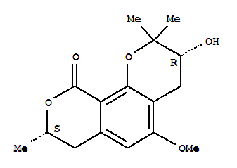 139906-04-0  2H,10H-Benzo[2,1-b:3,4-c']dipyran-10-one,3,4,7,8-tetrahydro-3-hydroxy-5-methoxy-2,2,8-trimethyl-, (3R,8S)- (9CI)