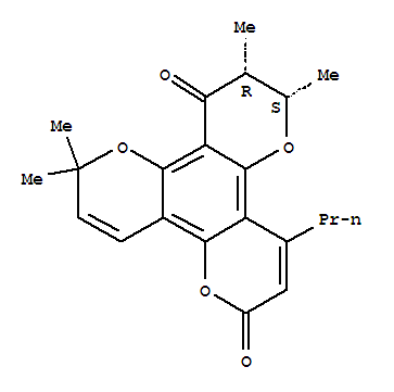 142632-36-8  2H,6H,12H-Benzo[1,2-b:3,4-b':5,6-b'']tripyran-6,12-dione,10,11-dihydro-2,2,10,11-tetramethyl-8-propyl-, (10S,11R)-