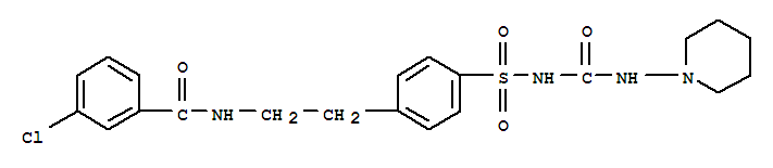 14555-43-2  Benzamide,3-chloro-N-[2-[4-[[[(1-piperidinylamino)carbonyl]amino]sulfonyl]phenyl]ethyl]-
