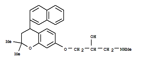 147264-13-9  2-Propanol,1-[[3,4-dihydro-2,2-dimethyl-4-(2-naphthalenyl)-2H-1-benzopyran-7-yl]oxy]-3-(methylamino)-