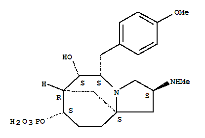 150151-86-3  1H-7,10a-Methanopyrrolo[1,2-a]azocine-6,8-diol,octahydro-5-[(4-methoxyphenyl)methyl]-2-(methylamino)-, 8-(dihydrogenphosphate), (2S,5S,6S,7R,8S,10aS)-