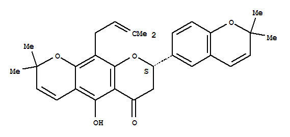 150998-92-8  2H,6H-Benzo[1,2-b:5,4-b']dipyran-6-one,8-(2,2-dimethyl-2H-1-benzopyran-6-yl)-7,8-dihydro-5-hydroxy-2,2-dimethyl-10-(3-methyl-2-butenyl)-,(8S)- (9CI)