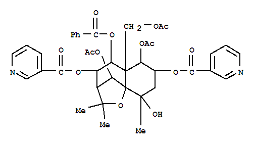 152340-57-3  3-Pyridinecarboxylicacid,(3R,4R,5R,5aS,6R,7S,9S,9aS,10R)-6,10-bis(acetyloxy)-5a-[(acetyloxy)methyl]-5-(benzoyloxy)octahydro-9-hydroxy-2,2,9-trimethyl-2H-3,9a-methano-1-benzoxepin-4,7-diylester (9CI)